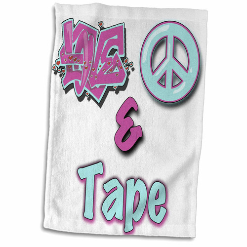 3dRose Love Peace and Tape Pastel Blue and Purple - Towels (twl-122472-1) 3dRose Love Peace and Tape Pastel Blue and Purple - Towels (twl-122472-1)