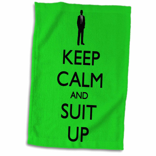 3dRose EvaDane - Funny Quotes - Keep calm and suit up, Green and Black - Towels (twl-202902-1)
