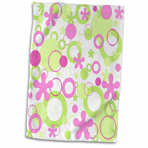 3dRose Florene Retro - Image of Painted Pink and Green Shapes in Retro Style - Towels (twl-243773-1)