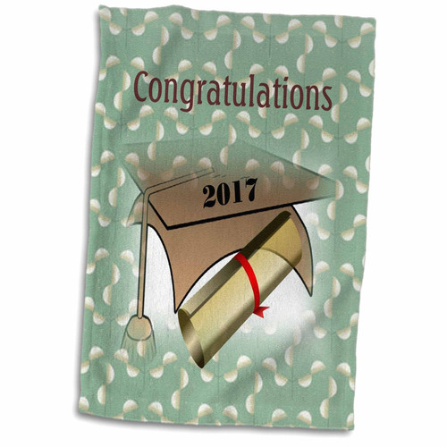 3dRose Image of Congratulations 2017 Tan Cap Gold Diploma On Mod Green - Towels (twl-252054-1) 3dRose Image of Congratulations 2017 Tan Cap Gold Diploma On Mod Green - Towels (twl-252054-1)