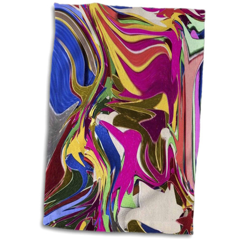 3dRose Image of Blue Yellow and Fuchsia Digital Bold Painting - Towels (twl-295116-1)
