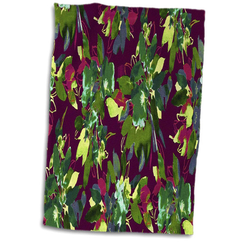 3dRose Image of Maroon Background with Green Leaves Painting - Towels (twl-307713-1)