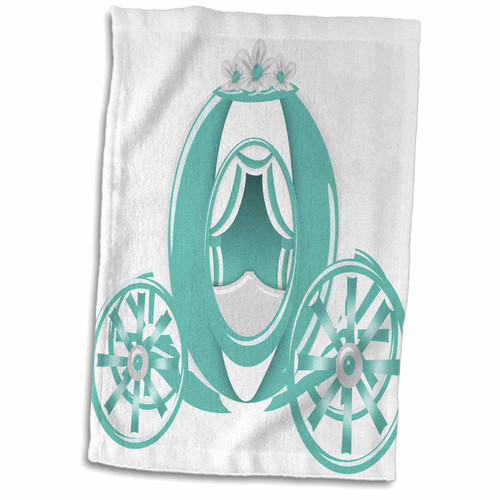 3dRose Cute Illustrations - Cute Bright Green Princess Carriage Illustration - Towels (twl-360329-1)