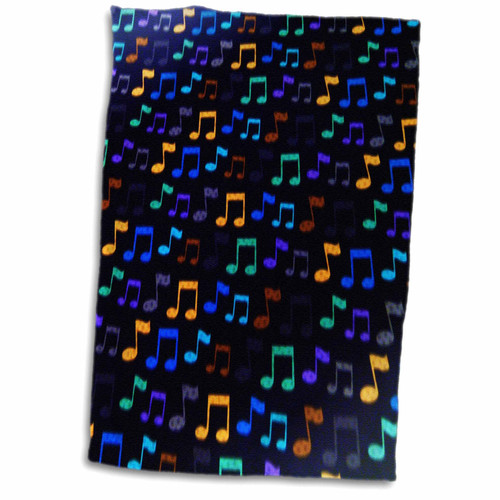 3dRose Florene Music - Green Blue Orange Notes On Black - Towels (twl-38148-1) 3dRose Florene Music - Green Blue Orange Notes On Black - Towels (twl-38148-1)