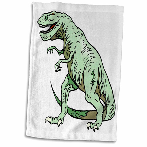3dRose Florene Childrens Art - Green T Rex Dinosaur - Towels (twl-41563-1)