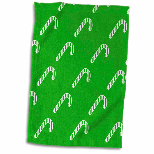 3dRose Boehm Graphics Pattern - Candy Canes on Light Green Pattern - Towels (twl-62940-1)