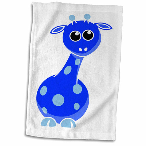 3dRose Florene Childrens Art II - Cute Blue Giraffe - Towels (twl-80257-1)