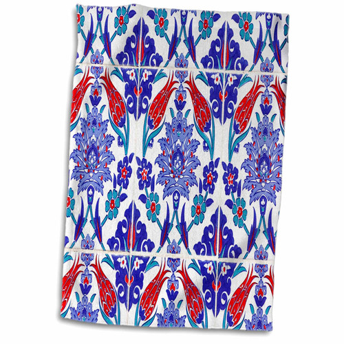 3dRose Florene Asian - Floral Red n Blue Oriental Tile - Towels (twl-80594-1) 3dRose Florene Asian - Floral Red n Blue Oriental Tile - Towels (twl-80594-1)