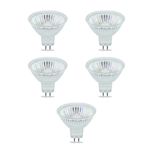 EXN Bulb Halogen MR16 50W by Lumenivo - 2 Prong Flood Light Bulbs Indoor Track Light Halogen Bulbs, Landscape, Fiber Optic - GU5.3 2-Pin Base - 12V - 5 Pack