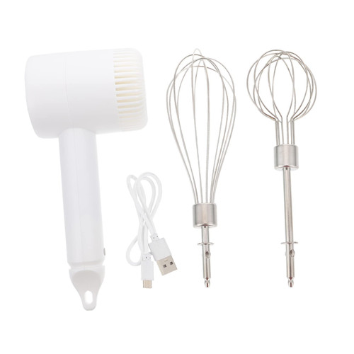 HOMSFOU 1 Set Blender Electric Hand Mixer Hand Mixer Electric Handmixer Mini Electric Whisk Mini Whisks Coffee Mixer Egg Whisk Coffee Stirrer Egg Mixer Powder Stainless Steel Beater White