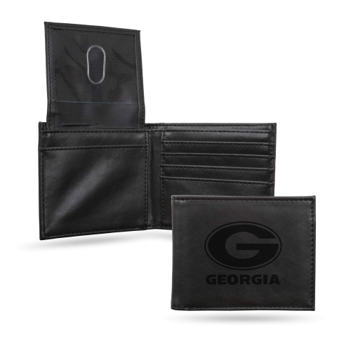 Rico Industries NCAA Laser Engraved Billfold Wallet Georgia Bulldogs Black One Size