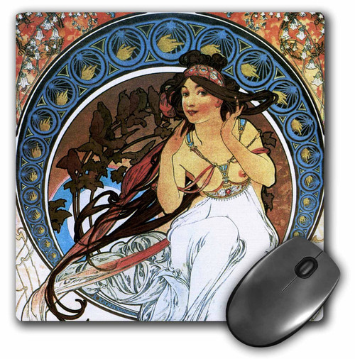 3dRose LLC 8 X 8 X 0.25 Inches Mouse Pad Mucha Muse of Music (mp_171470_1)