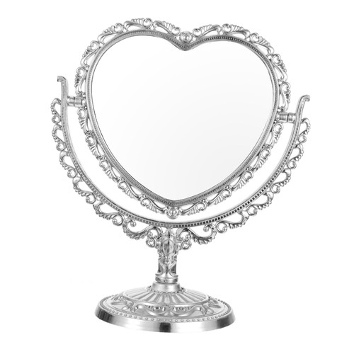 FOMIYES 2pcs Double Side Mirror Vanity Mirror Tabletop Mirror Retro Makeup Mirror Rotating Desk White Makeup Vanity Heart Mirror Vanity Heart Shape Mirror Vanity Bathroom Cosmetics Mirror