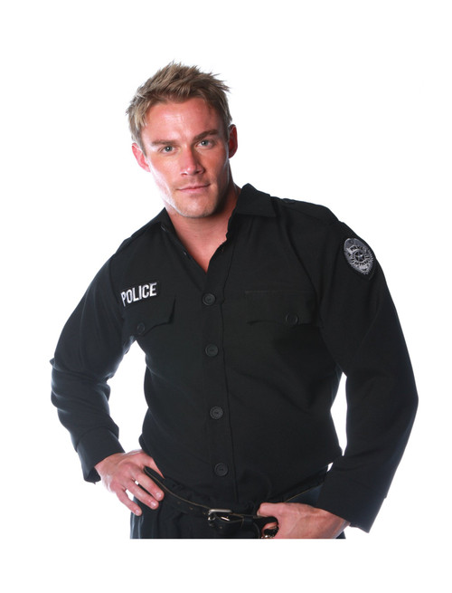 UNDERWRAPS mens Costumes Men's Police - Shirt costume apparel tops, Black, One Size US