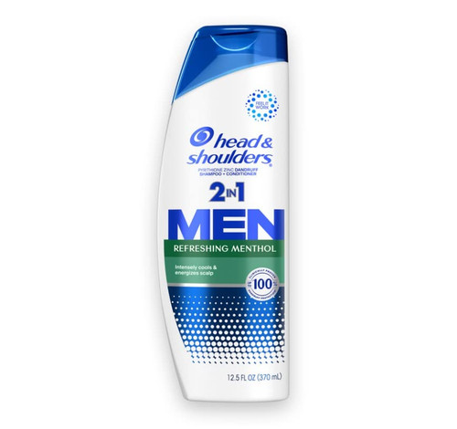 Head & Shoulders 2-in-1 Men Refreshing Menthol Anti-Dandruff Shampoo + Conditioner, Paraben Free, 12.5 Fl Oz (Pack of 2)