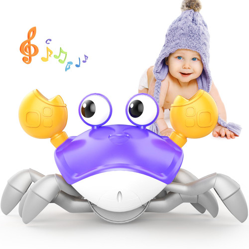 Yeaye Crawling Crab Baby Toys Infant - Tummy Time Toy Gifts for 3 4 5 6 7 8 9 10 11 12 Boy Girl with Learning Crawl System Music for 0-6 6-12 12-18 36 Months Walking Toddler Birthday Gift(Purple)