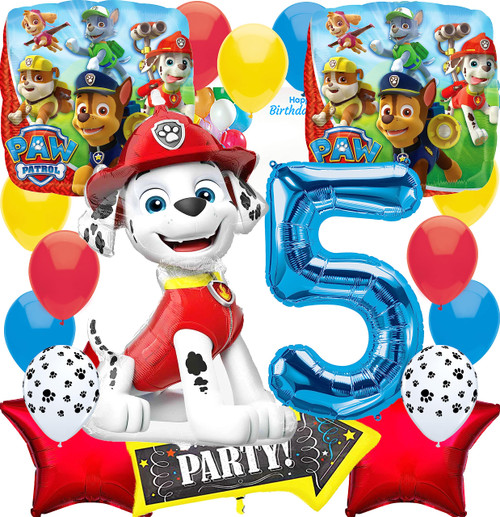 Anagram Licensed Birthday Balloons, for Paw Patrol, Marshall Theme Collection, Party Accessory, Multicolor, 5th Birthday