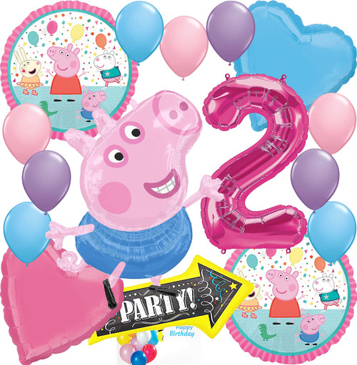Anagram Peppa the Pig Party Supplies Foil Balloon Bouquet Decoration, George Pig Theme Multicolored, Party Accessory, 2nd Birthday Officially Licensed Anagram Peppa the Pig Party Supplies Foil Balloon Bouquet Decoration, George Pig Theme Multicolored, Party Accessory, 2nd Birthday Officially Licensed