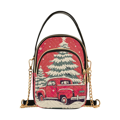Christmas Truck Tree Red Crossbody Bags for Women Travel Crossbody Bags Shoulder Handbag with Chain Strap for Everyday Use