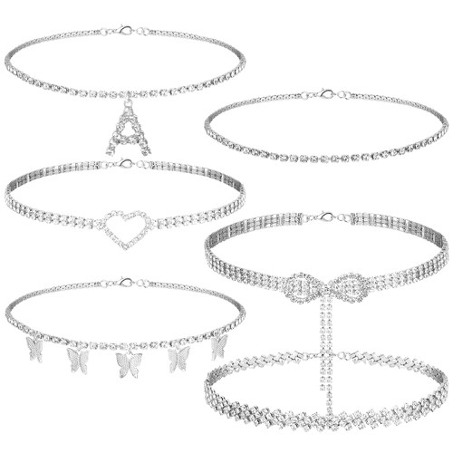 MJartoria Rhinestone Choker Necklace for Women Butterfly Silver Sparkly Crystal Diamond Choker Heart Bling Chain Necklaces Party Prom Jewelry for Girls MJartoria Rhinestone Choker Necklace for Women Butterfly Silver Sparkly Crystal Diamond Choker Heart Bling Chain Necklaces Party Prom Jewelry for Girls