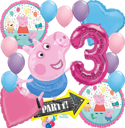 Anagram Peppa the Pig Party Supplies Foil Balloon Bouquet Decoration, George Pig Theme Multicolored, Party Accessory, 3rd Birthday Officially Licensed Anagram Peppa the Pig Party Supplies Foil Balloon Bouquet Decoration, George Pig Theme Multicolored, Party Accessory, 3rd Birthday Officially Licensed