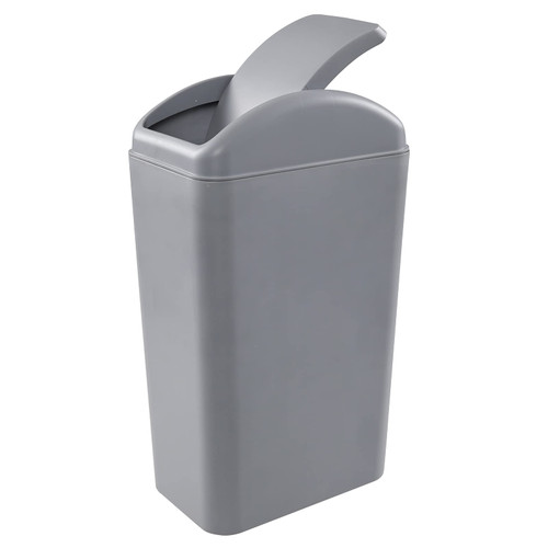 Morcte 3.5 Gallon Plastic Small Garbage Can with Swing Lid, Swing Top Trash Can, Gray