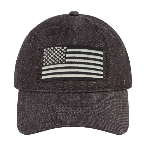 Concept One American Flag Baseball Cap, Adjustable Snapback Baseball Hat with Curved Brim, Black, One Size