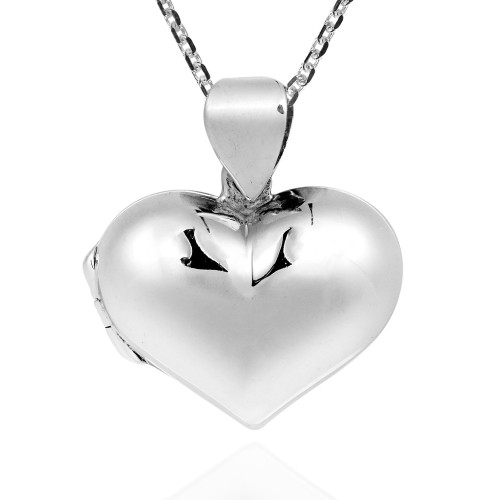AeraVida Plump Secret of The Heart Locket .925 Sterling Silver Pendant Necklace