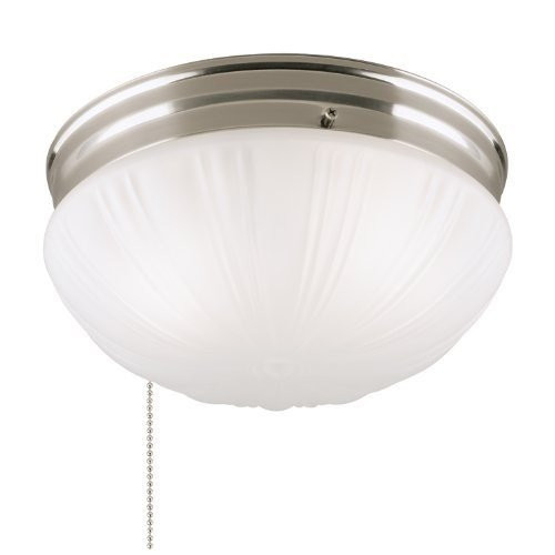 Westinghouse 6721000 Two-Light Flush-Mount Interior Ceiling Fixture with Pull Chain, Brushed Nickel Finish with Frosted Fluted Glass - 2 Pack