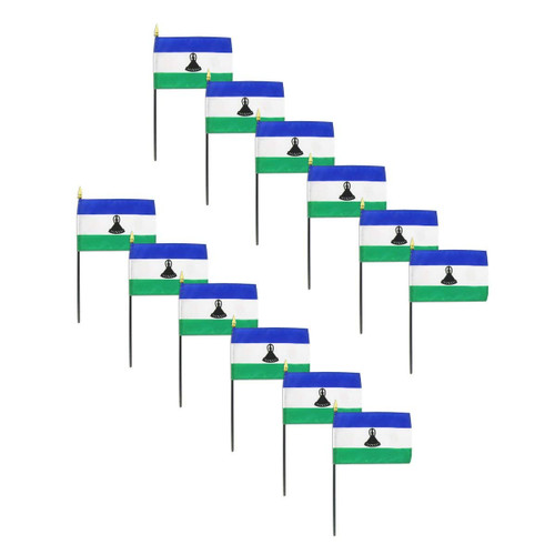 Online Stores Lesotho 4in x 6in Stick Flag - 12 PK