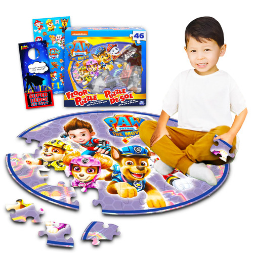Nick Shop Paw Patrol Floor Puzzle for Toddlers, Kids - Bundle with 46 Piece Paw Patrol Floor Jigsaw Puzzle Playset Plus Paw Patrol Stickers and More (Boys and Girls Puzzles), kids puzzles