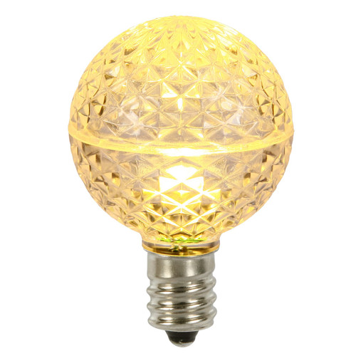 Vickerman G50 LED Warm White Faceted Replacement Bulb, E17/C9 Nickel Base .45 Watts, Dimmable, 10 Bulbs per Pack