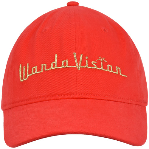 Concept One Marvel WandaVision Dad Hat, Embroidered Logo Adult Baseball Cap with Curved Brim, Red, One Size