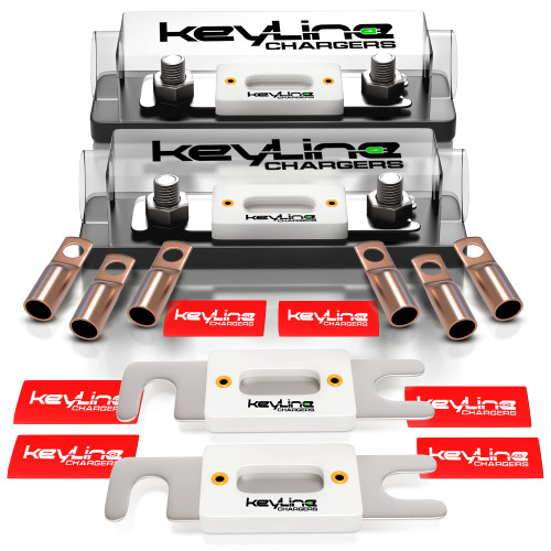ANL Fuse Kit 60 Amp Complete Set - Inline Professional Grade Ceramic ANL 60 Amp Fuse Block Car Audio | Weatherproof Design | 8 Gauge Wire Mega Fuse Holder, and Copper Lugs by Keyline Chargers