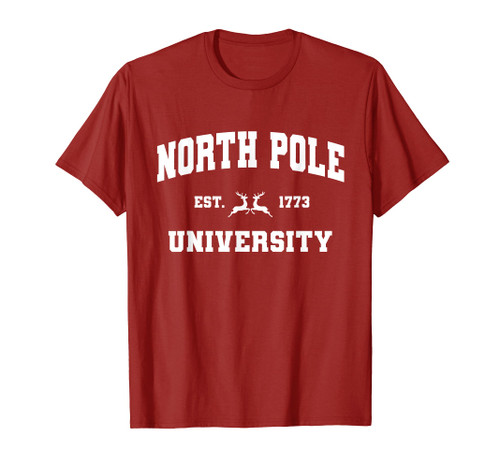 Christmas North Pole University Santa Workshop Elves Red T-Shirt