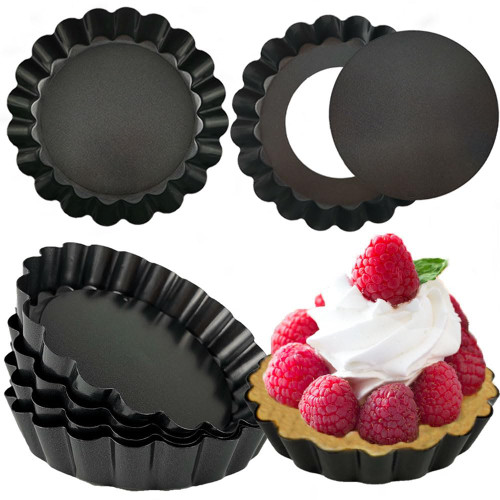 KUAYB 16PCS Mini Tart Pans Removable Bottom 4 Inch Non-stick Quiche Pie Pans Reusable Fluted Edges Small Tart Pan Molds for Baking Tartlets, Mousse Cakes, Muffins