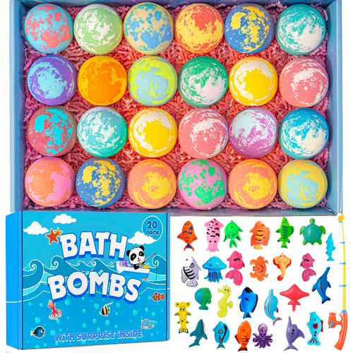 Bath Bombs for Kids with Surprise Fishing Games Inside for Girls Boys - 20 Kids Bath Bombs Gift Set, Handmade Bubble Bath Fizzes Bomb for Chrildren Birthday Christmas and Party Favor Gift for Boys Bath Bombs for Kids with Surprise Fishing Games Inside for Girls Boys - 20 Kids Bath Bombs Gift Set, Handmade Bubble Bath Fizzes Bomb for Chrildren Birthday Christmas and Party Favor Gift for Boys