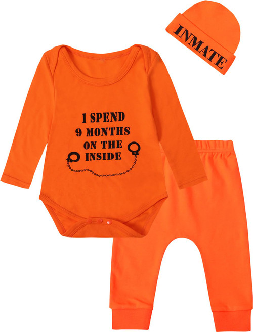COSLAND Baby Prisoner Costume Infant Boys Halloween Outfit, Inmate, 0-3 Months
