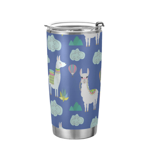 MCHIVER Llama Alpaca Tumbler 20oz Travel Coffee Mug Stainless Steel Double Wall Insulated Tumblers with Lid and Straw Sippy Cups Leak Proof