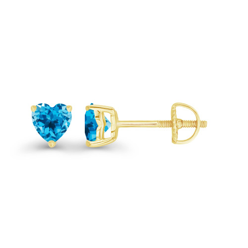 Yellow Gold Plated 925 Sterling Silver 4mm Heart Shape Natural Swiss Blue Topaz December Birthstone Screwback Stud Earrings Yellow Gold Plated 925 Sterling Silver 4mm Heart Shape Natural Swiss Blue Topaz December Birthstone Screwback Stud Earrings