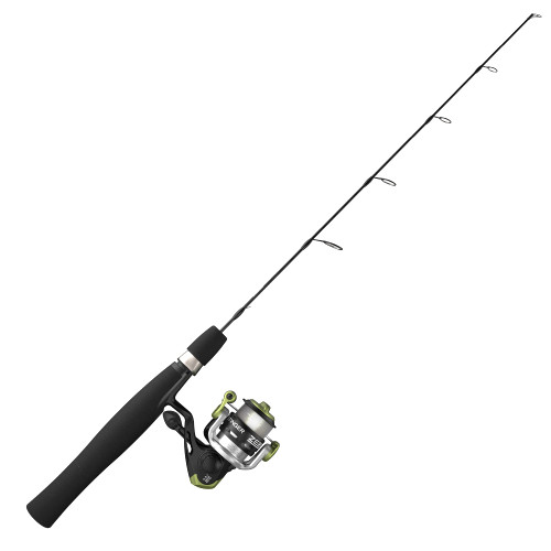 Zebco Stinger Ice Spinning Reel and Fishing Rod Combo, 28-Inch 1-Piece Fiberglass Rod with Comfortable EVA Rod Handle, Quickset Anti-Reverse Fishing Reel with All-Metal Gears,Size 10 Reel,Silver/Black