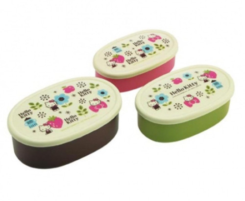 Bandal & Neoul Hello Kitty Microwavable Food Storage Set - Set of 3 Different Sizes - Compact and Portable - Officially Licensed Product