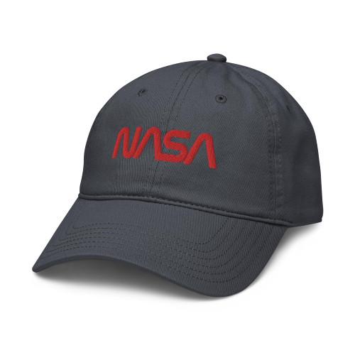 NASA Space Science Classic Jumbo Red Worm Logo Adjustable Baseball Hat, Navy Blue, One Size