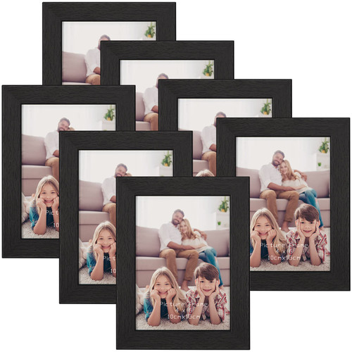 PETAFLOP Picture Frames 4 by 6 7 Pack, Black 4x6 Photo Frames Set for Wall Tabletop Horizontally or Vertically Display