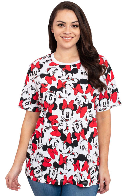Disney Womens Plus Size T-Shirt Minnie Mouse All Over Print (White, 5X)