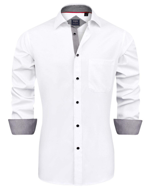 J.VER Men's Casual Long Sleeve Stretch Dress Shirt Wrinkle-Free Regular Fit Button Down Shirts White Medium J.VER Men's Casual Long Sleeve Stretch Dress Shirt Wrinkle-Free Regular Fit Button Down Shirts White Medium