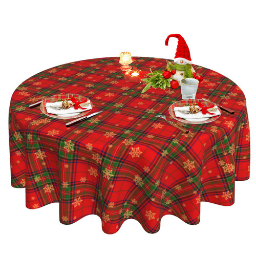 Oaxscug Christmas Round Tablecloth 60 Inch, Winter Snowflake Red Green Plaid Table Cloth for Xmas Rustic Farmhouse Kitchen Decor, Wipeable Polyester Fabric Table Cover for Holiday Party Oaxscug Christmas Round Tablecloth 60 Inch, Winter Snowflake Red Green Plaid Table Cloth for Xmas Rustic Farmhouse Kitchen Decor, Wipeable Polyester Fabric Table Cover for Holiday Party