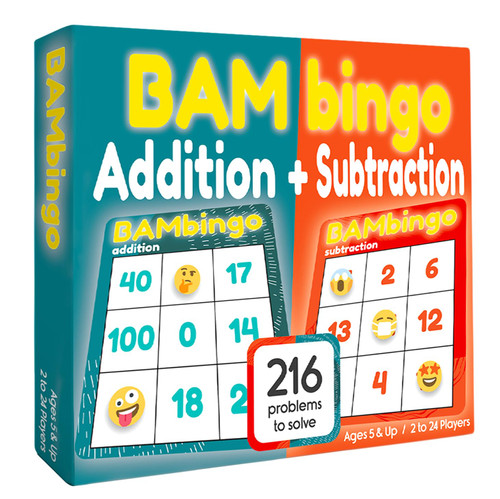 THE BAMBINO TREE Math Flash Cards Bingo Game - Educational Board Game - Teacher Designed Learning for Elementary Classroom & Homeschool (Addition and Subtraction)