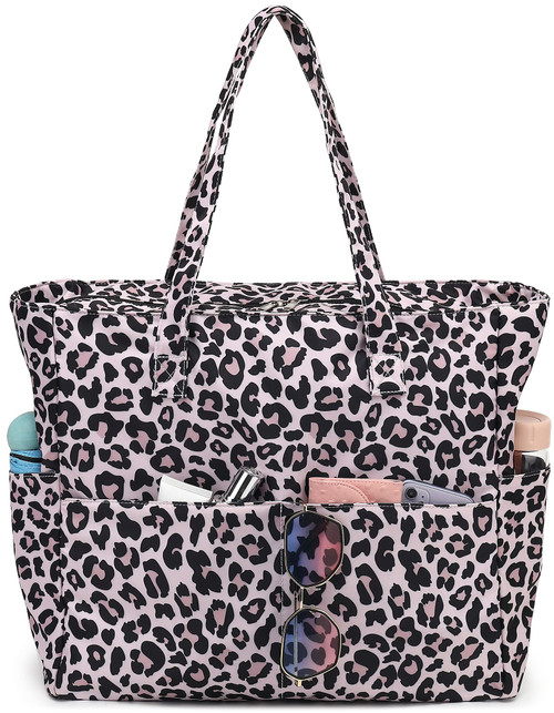 LEDAOU Large Beach Tote Bag Women Waterproof Sandproof Zipper Beach Tote Bag for Pool Gym Grocery Travel with Wet Pocket (Leopard) LEDAOU Large Beach Tote Bag Women Waterproof Sandproof Zipper Beach Tote Bag for Pool Gym Grocery Travel with Wet Pocket (Leopard)