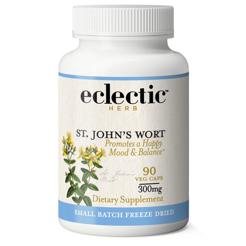 Eclectic Institute Raw Fresh Freeze-Dried Non-GMO St. John's Wort | Herbal Health Supplement, Promotes a Positive Mood | 90 CT